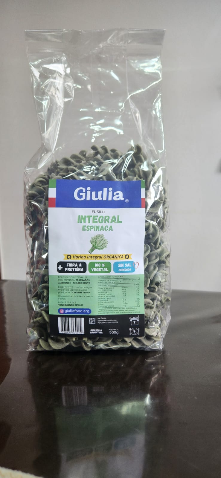 FIDEOS FUSILLI ESPINACA 500GRS