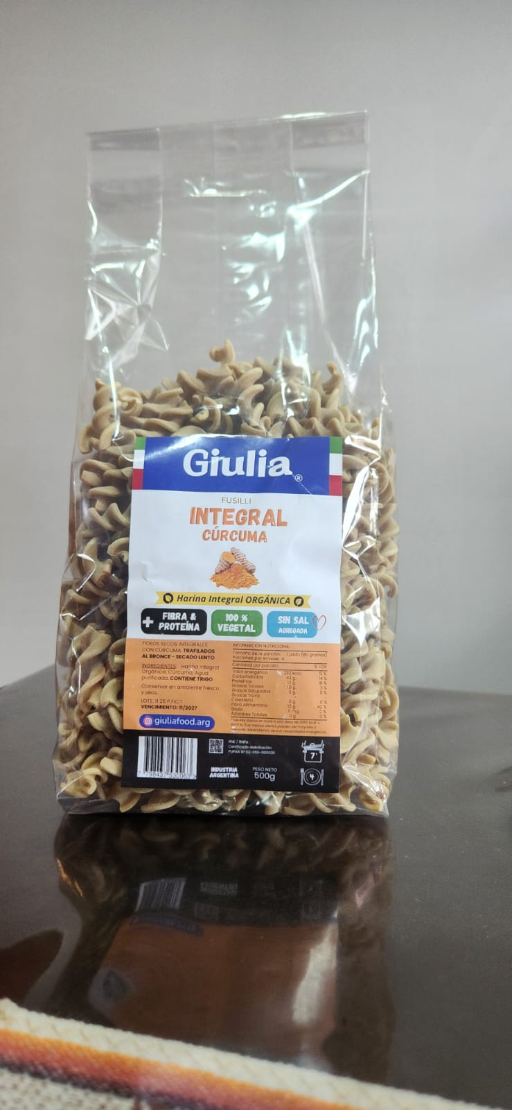 FIDEOS FUSILLI CURCUMA 500GRS